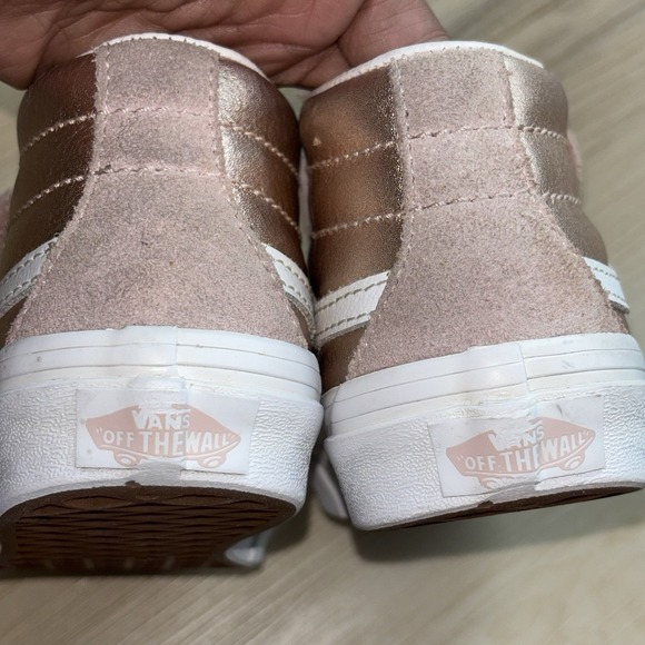 Vans Kids Sk8-Mid Reissue V Metallic Shoe 11.5T Rose Gold Pink - Picture 6 of 11